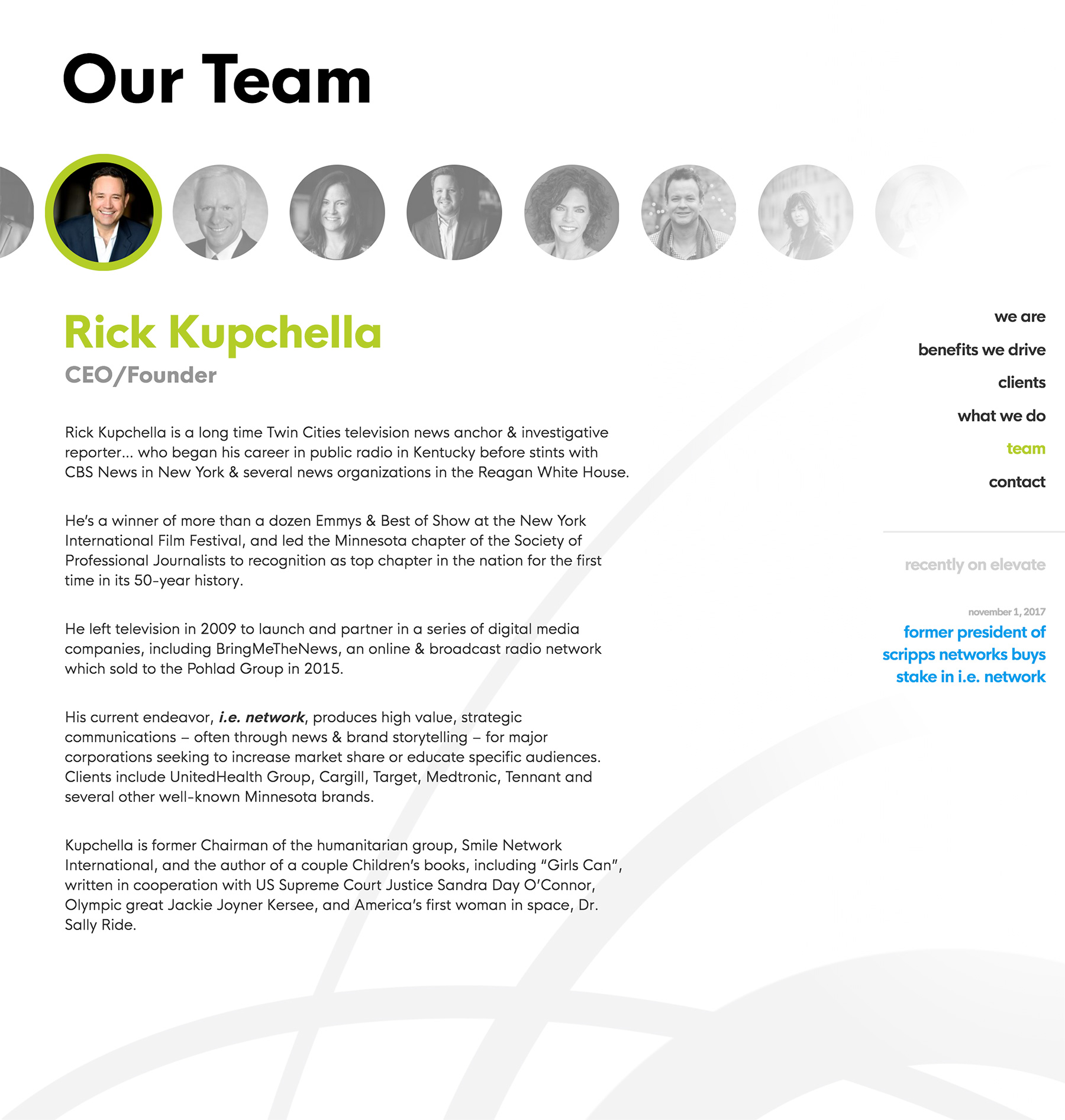 Screenshot of i.e. Network's Team list