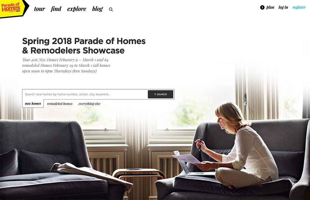Screenshot of Parade of Homes home page