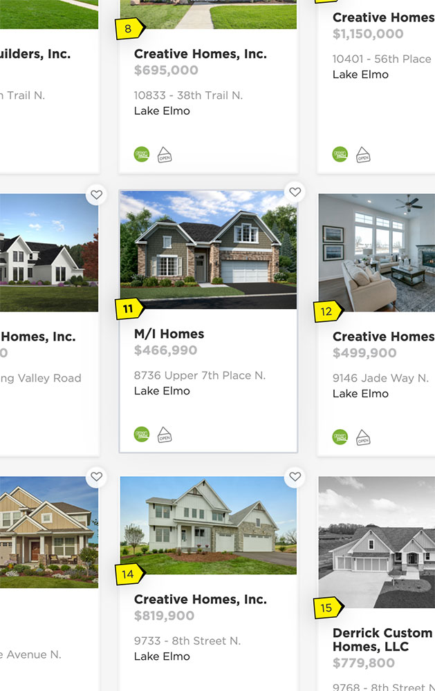 Screenshot from Parade of Homes home grid