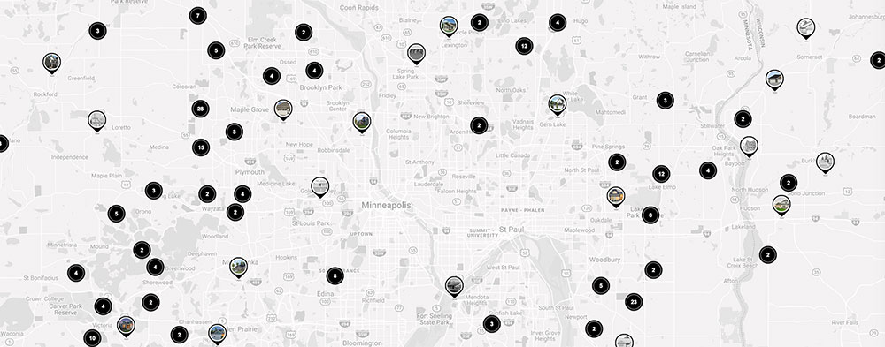 Screenshot of an Parade of Homes interactive map