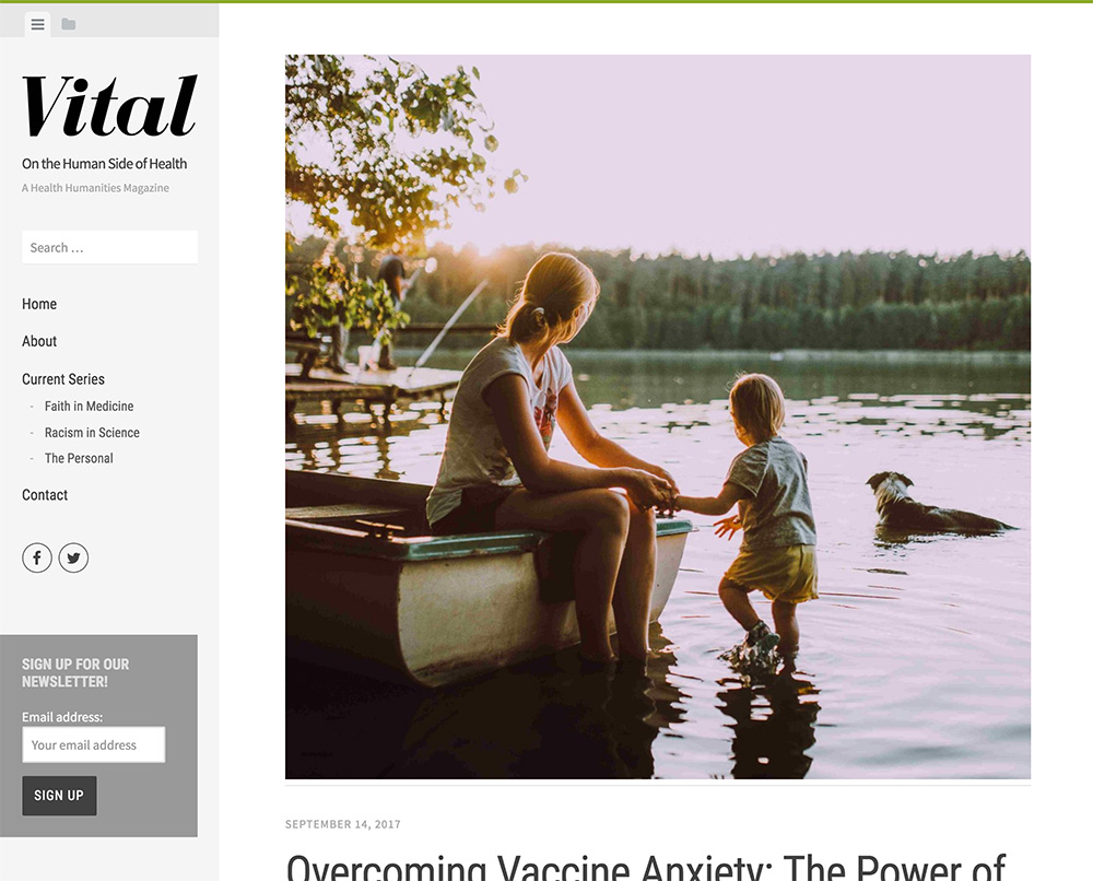 Screenshot of Vital Magazine webpage